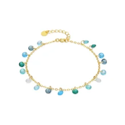 Pulsera de Plata de Ley 925 y Circonita Multicolor acabado en oro amarillo de 18k - Dorala