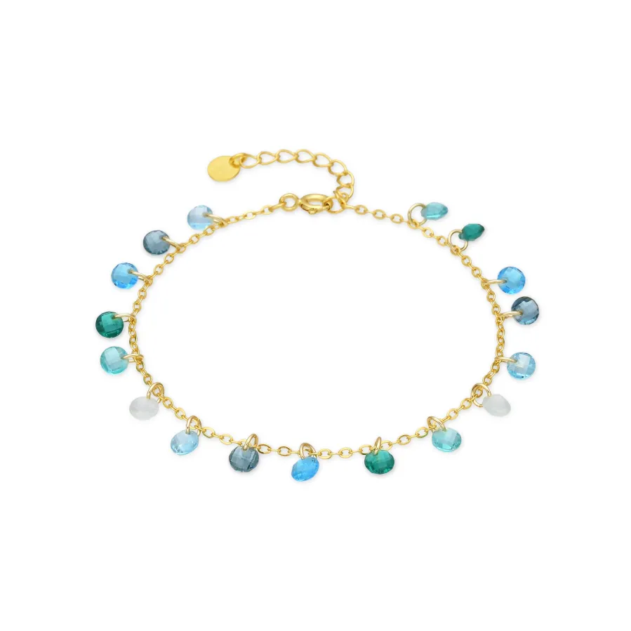 Pulsera de Plata de Ley 925 y Circonita Multicolor acabado en oro amarillo de 18k - Dorala