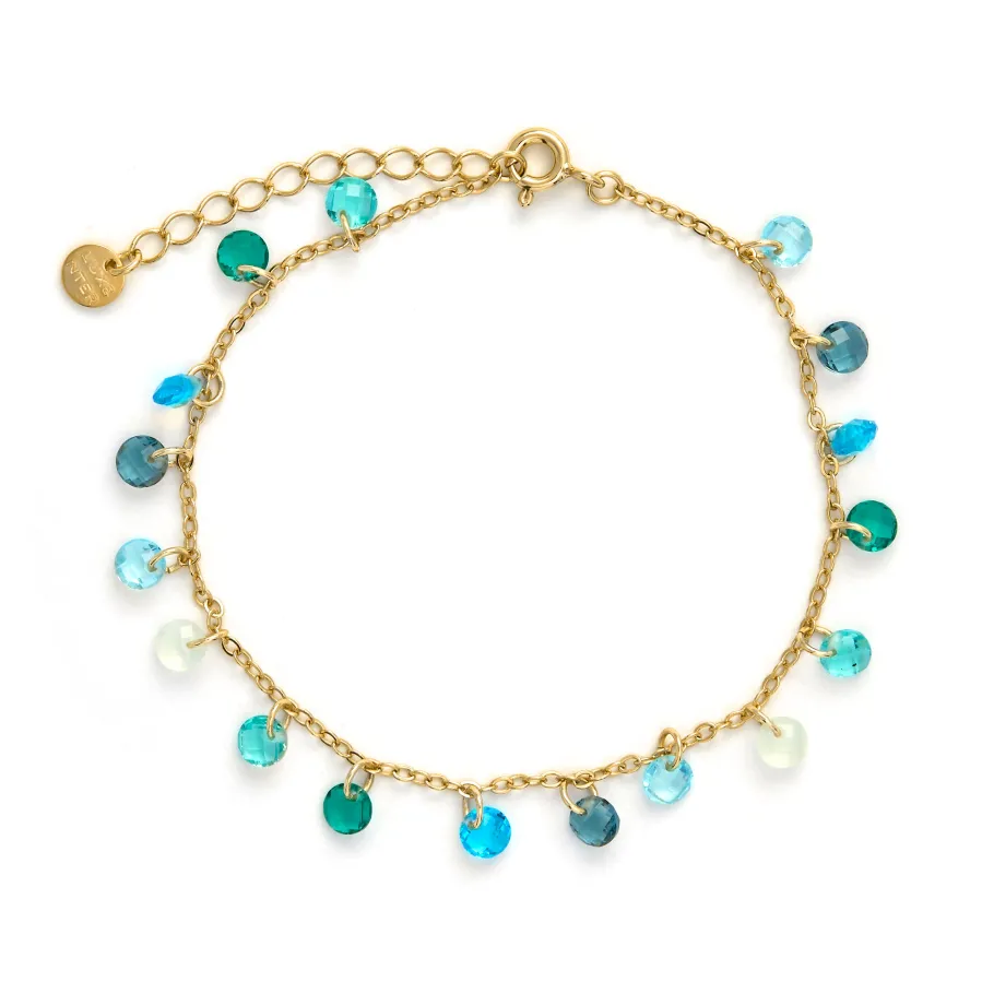 Pulsera de Plata de Ley 925 y Circonita Multicolor acabado en oro amarillo de 18k - Dorala