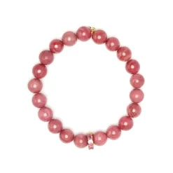 Pulsera de Plata de Ley 925 y Rodocrosita acabado en oro amarillo 18k - Kamida