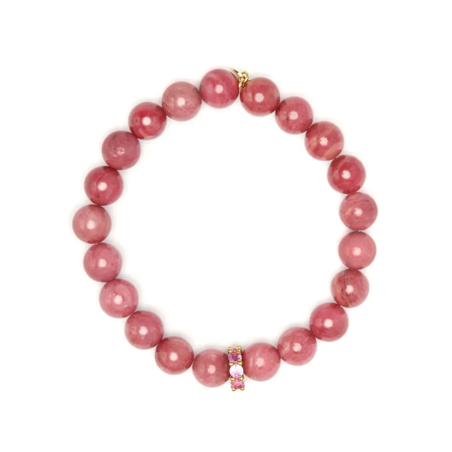 Pulsera de Plata de Ley 925 y Rodocrosita acabado en oro amarillo 18k - Kamida