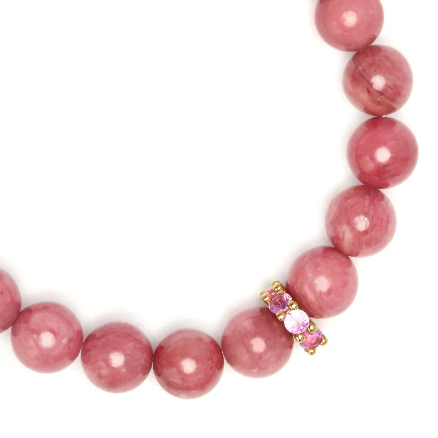 Pulsera de Plata de Ley 925 y Rodocrosita acabado en oro amarillo 18k - Kamida