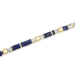 Pulsera de Plata de Ley 925 con Lapislazuli Natural acabada en oro amarillo 18K - Ihun