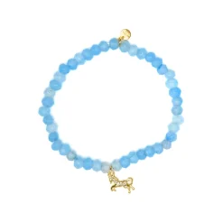 Pulsera de Plata de Ley 925 y Jade Azul acabado en oro amarillo 18k - Korsa