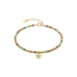 Pulsera de Plata de Ley 925 y Cristal Multicolor acabada en oro amarillo de 18k - Estrella
