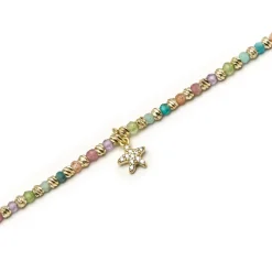 Pulsera de Plata de Ley 925 y Cristal Multicolor acabada en oro amarillo de 18k - Estrella