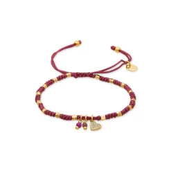 Pulsera de Plata de Ley 925 y Cristal Rosa acabada en oro amarillo 18K - Corazón