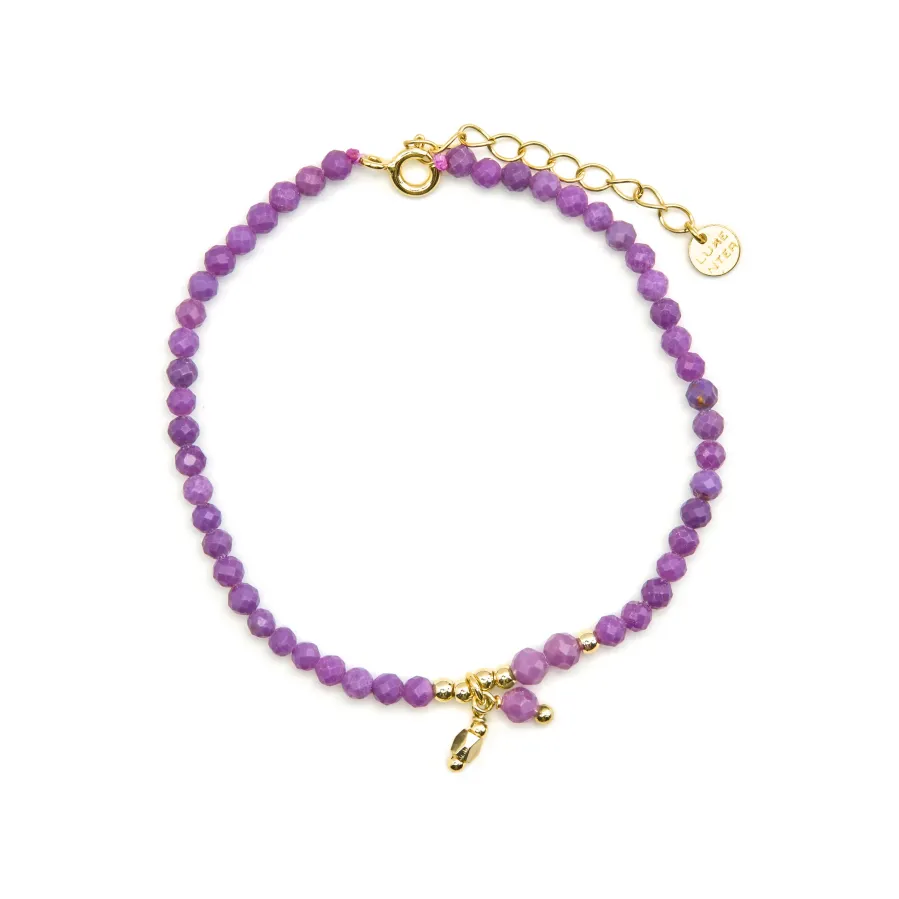 Pulsera de Plata de Ley 925 y Cristal Morado acabado oro 18k - Riccus