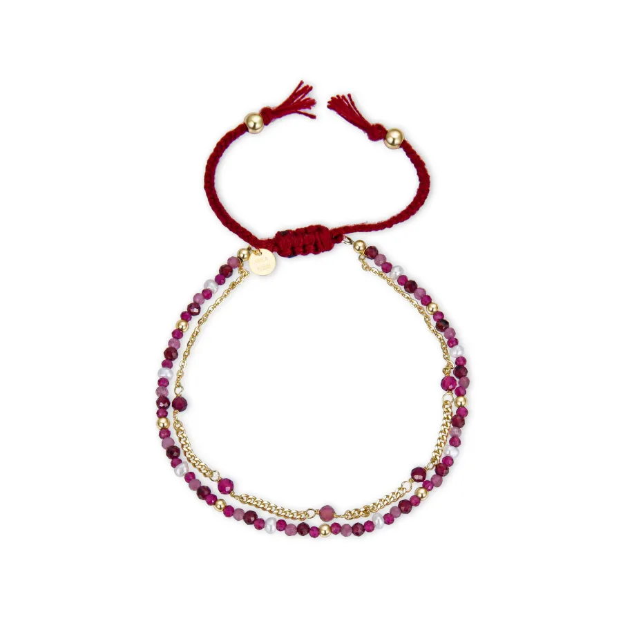 Pulsera de Plata de Ley 925 con Cuarzo Hidrotermal Amatista acabada en oro amarillo 18K - Asvorg