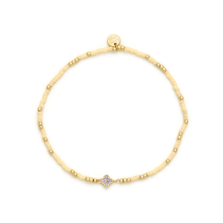 Pulsera de Plata de Ley 925 y Circonita Amatista acabado en oro amarillo 18k - Becle