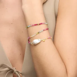 Pulsera de Plata de Ley 925 y Cristal Multicolor acabado oro amarillo de 18k - Lorex