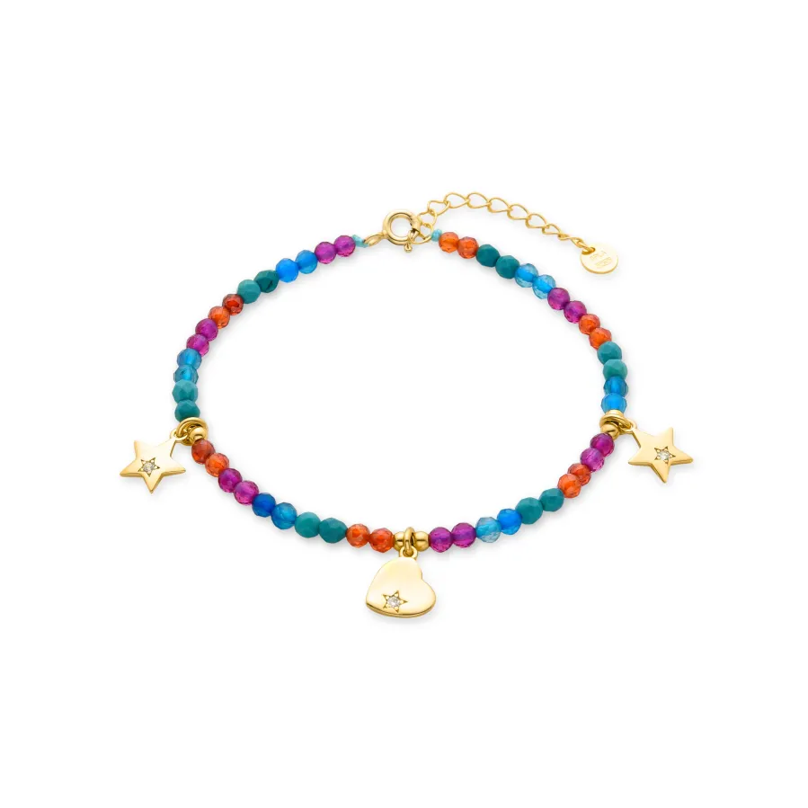 Pulsera de Plata de Ley 925 con Cristal Multicolor acabada en oro amarillo 18K - Sten