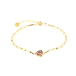 Pulsera de Plata de Ley 925 y Circonita Multicolor acabado en oro amarillo 18k - Aldra