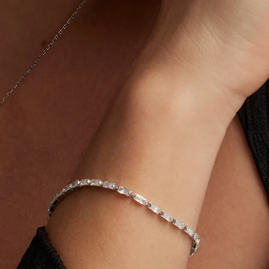Pulsera de Plata de Ley 925 con Circonita Brillante acabada en rodio - Alku