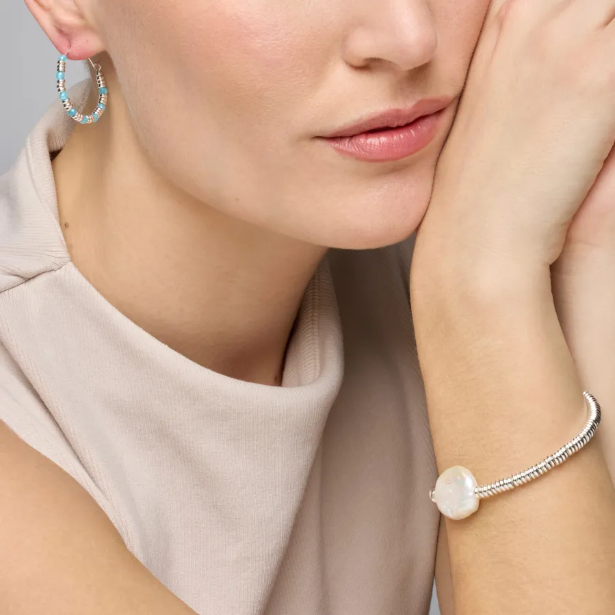 Pulsera de Plata de Ley 925 y Perla Blanca acabado rodio - Siever