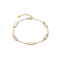 Pulsera de Plata de Ley 925 y Madreperla Blanca acabado oro 18k - Limy