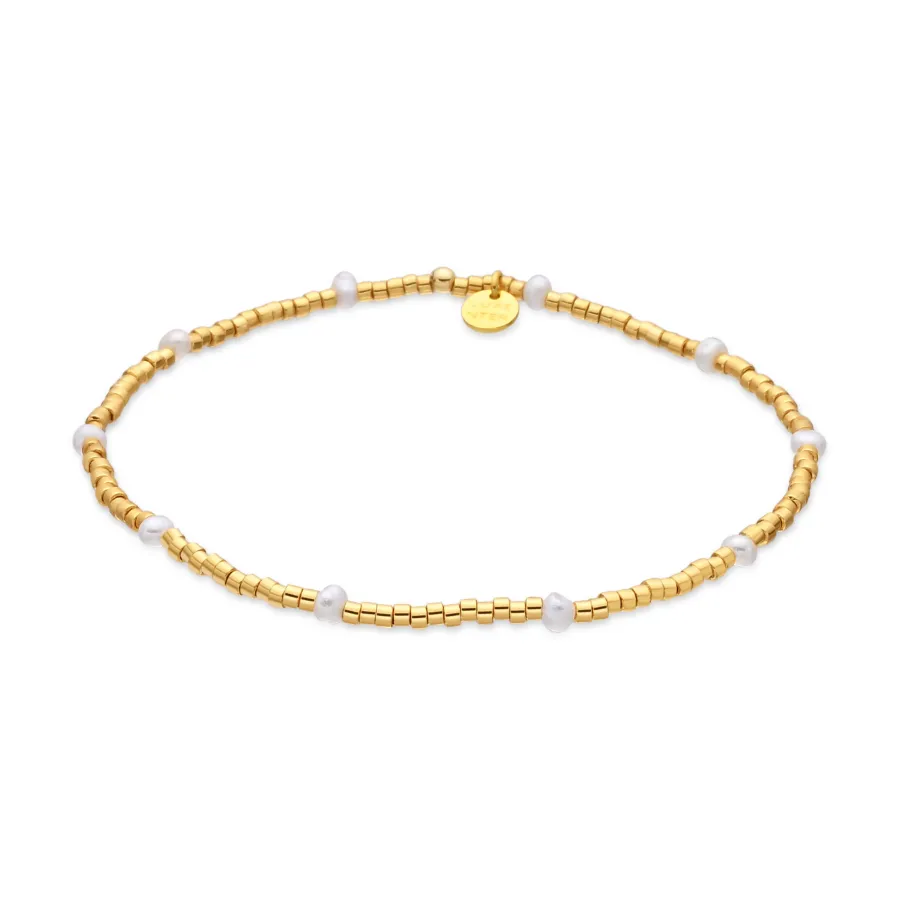 Pulsera de Plata de Ley 925 y Lacado Blanco acabado en oro amarillo de 18k - Fahkia