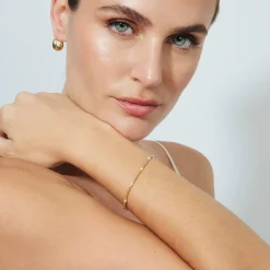 Pulsera de Plata de Ley 925 y Lacado Blanco acabado en oro amarillo de 18k - Fahkia