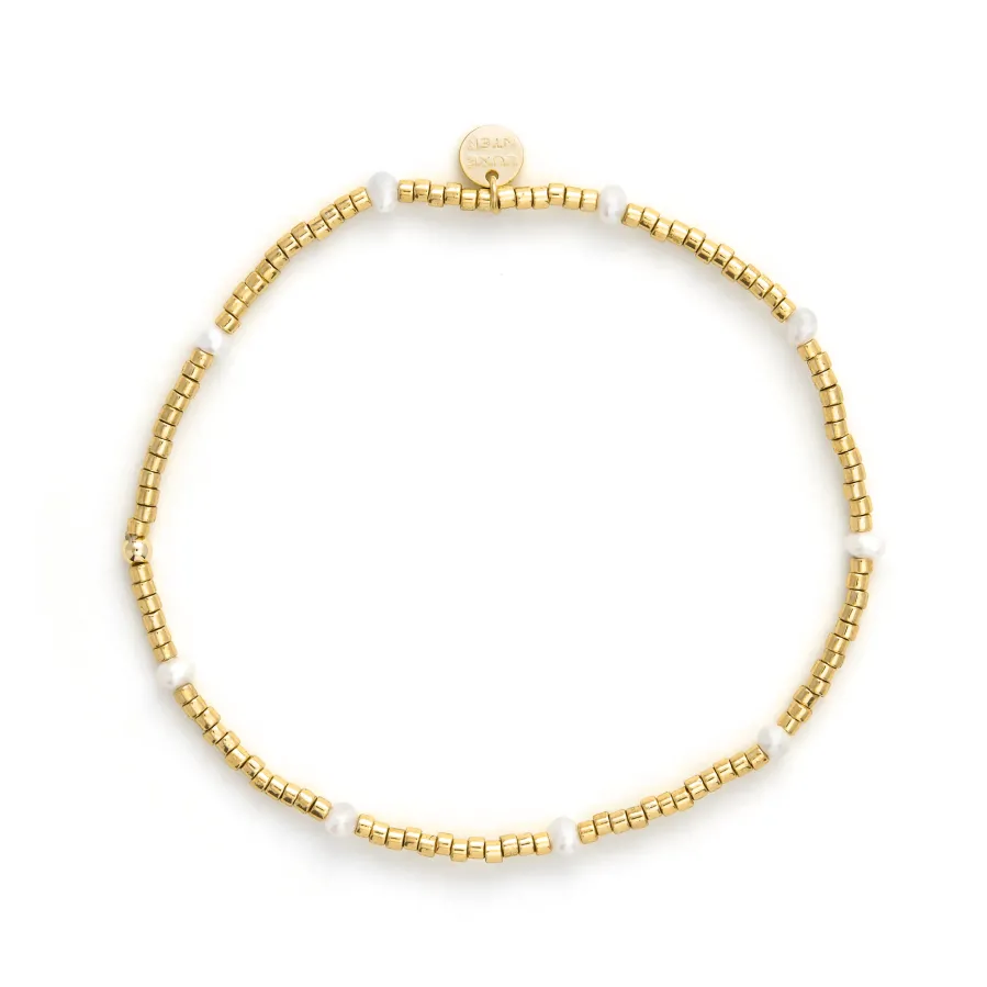 Pulsera de Plata de Ley 925 y Lacado Blanco acabado en oro amarillo de 18k - Fahkia