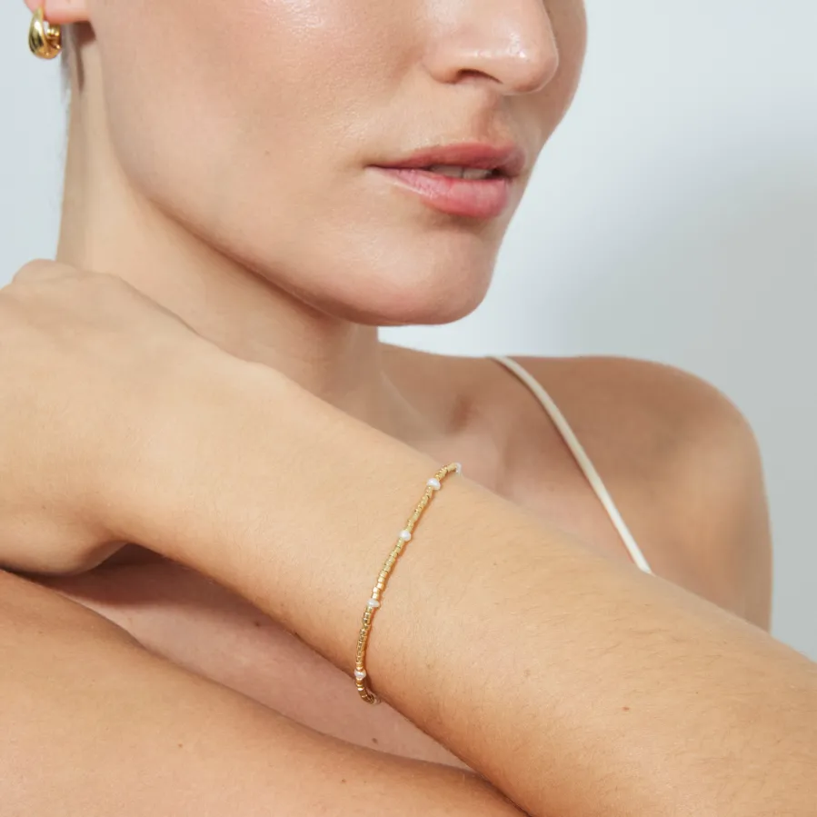 Pulsera de Plata de Ley 925 y Lacado Blanco acabado en oro amarillo de 18k - Fahkia