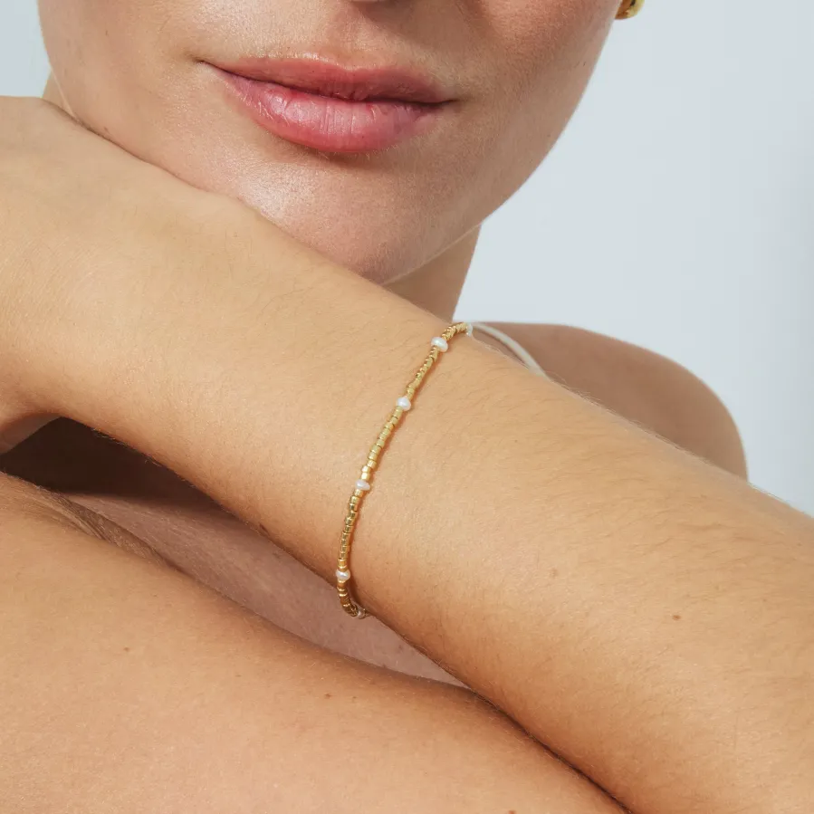 Pulsera de Plata de Ley 925 y Lacado Blanco acabado en oro amarillo de 18k - Fahkia