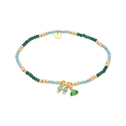 Pulsera de Plata de Ley 925 y Cristal Verde acabado en oro amarillo de 18k - Ilkan
