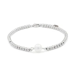 Pulsera de Plata de Ley 925 con Perla Blanca acabada en rodio - Nakuru