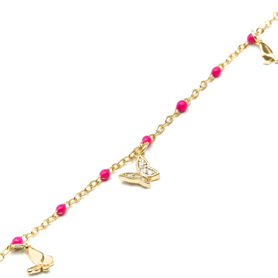 Pulsera de Plata de Ley 925 y Lacado Rosa acabado oro amarillo de 18k - Zumre
