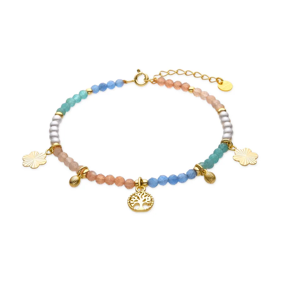 Pulsera de Plata de Ley 925 y Cristal Multicolor acabado oro amarillo de 18k - Kedril