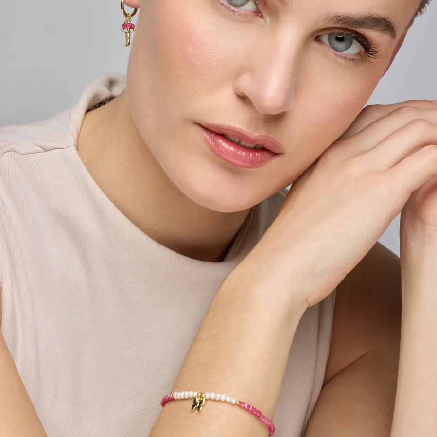 Pulsera de Plata de Ley 925 y Perla Blanca acabado oro amarillo de 18k - Gama