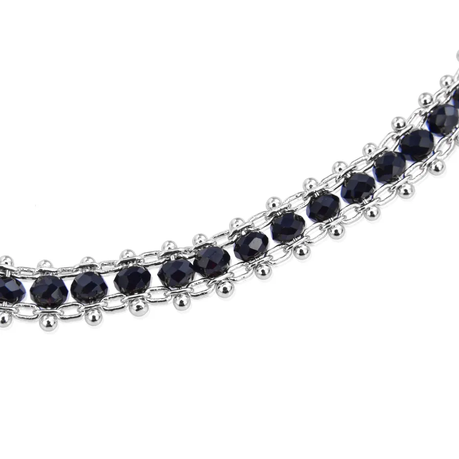 Pulsera de Plata de Ley 925 con Cristal Negro acabada en rodio - Lailai