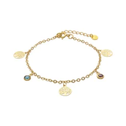 Pulsera de Plata de Ley 925 y Circonita Multicolor acabado oro amarillo de 18k - Shapio