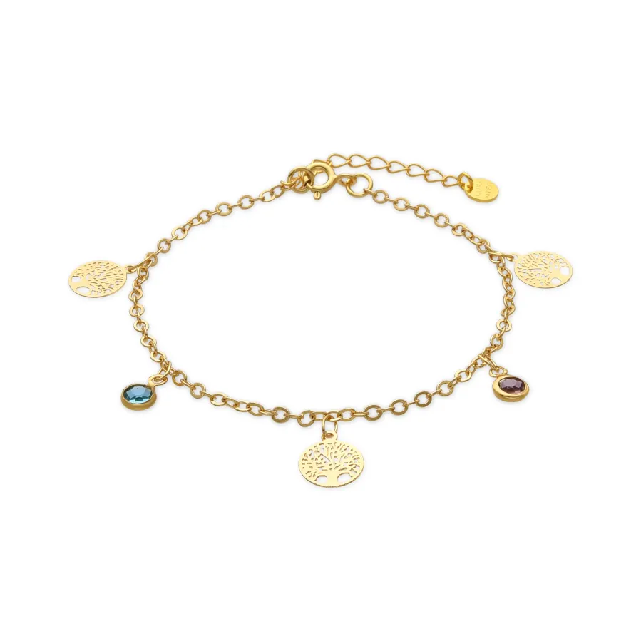 Pulsera de Plata de Ley 925 y Circonita Multicolor acabado oro amarillo de 18k - Shapio
