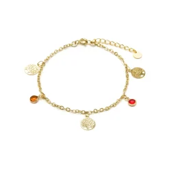Pulsera de Plata de Ley 925 y Circonita Multicolor acabado oro amarillo de 18k - Shapio