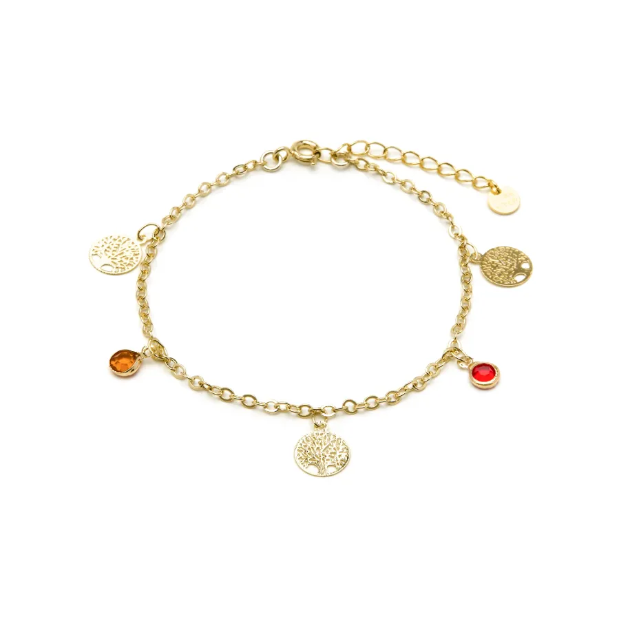 Pulsera de Plata de Ley 925 y Circonita Multicolor acabado oro amarillo de 18k - Shapio
