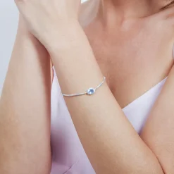 Pulsera de Plata de Ley 925 y Circonita Azul acabado en rodio - Simder