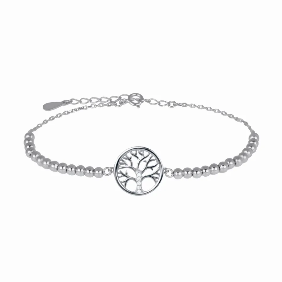 Pulsera de Plata de Ley 925 con Circonita Brillante acabada en rodio - Arbol Vida
