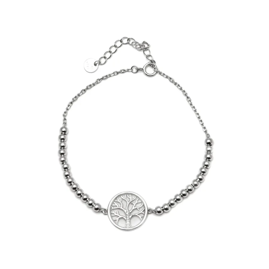 Pulsera de Plata de Ley 925 con Circonita Brillante acabada en rodio - Arbol Vida