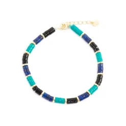 Pulsera de Plata de Ley 925 y Turquesa acabado oro amarillo de 18k - Bathim