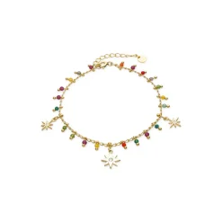 Pulsera de Plata de Ley 925 y Cristal Multicolor acabado oro amarillo de 18k - Huin