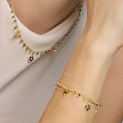 Pulsera de Plata de Ley 925 y Cristal Multicolor acabado oro amarillo de 18k - Huin