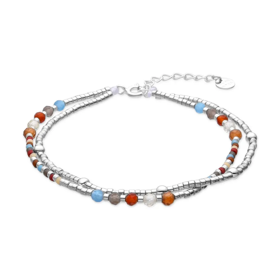 Pulsera de Plata de Ley 925 y Cristal Granate acabado rodio - Lareth