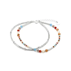 Pulsera de Plata de Ley 925 y Cristal Granate acabado rodio - Lareth