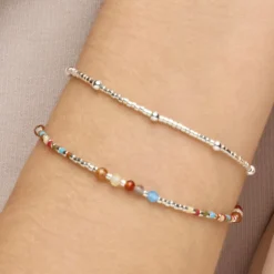 Pulsera de Plata de Ley 925 y Cristal Granate acabado rodio - Lareth