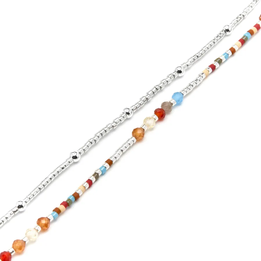 Pulsera de Plata de Ley 925 y Cristal Granate acabado rodio - Lareth
