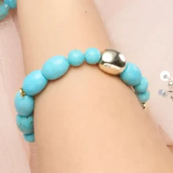 Pulsera de Plata de Ley 925 y Turquesa acabado oro amarillo de 18k Shyra