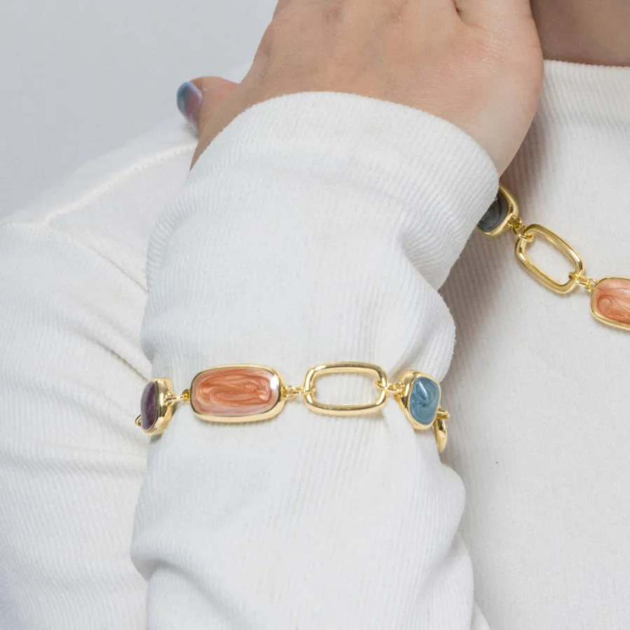Pulsera de Resina Multicolor acabada en oro amarillo 18K - Orzur