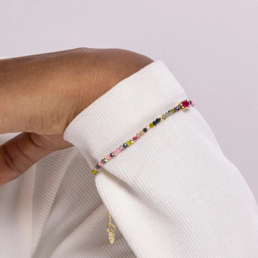 Pulsera de Turmalina Multicolor acabada en oro amarillo 18K - Baim
