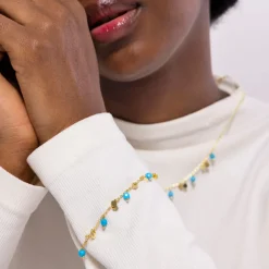 Pulsera de Turquesa acabada en oro amarillo 18K - Fawya